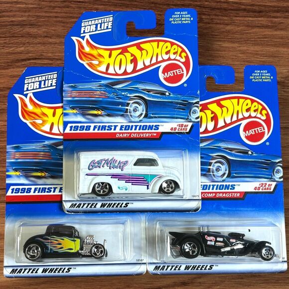 VTG Hot Wheels 1998 First Editions Lot of 3: Dairy Delivery ’32 Ford & Dragster - Picture 1 of 16